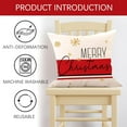 thumbnail image 3 of Merry Christmas Decorative Throw Pillow Covers 16 x 16 Set of 4, Xmas Santa Claus Snowman Porch Outdoor Home Decor, Red White Stripes Golden Snowflakes Winter Holiday Sofa Couch Cushion Case, 3 of 6