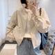 thumbnail image 2 of Chaquetas para mujer, estilo coreano, cuello alto, chaqueta de béisbol sólida, cárdigans de manga larga, abrigos recortados, blusas casuales vintage para mujer, 2 of 5
