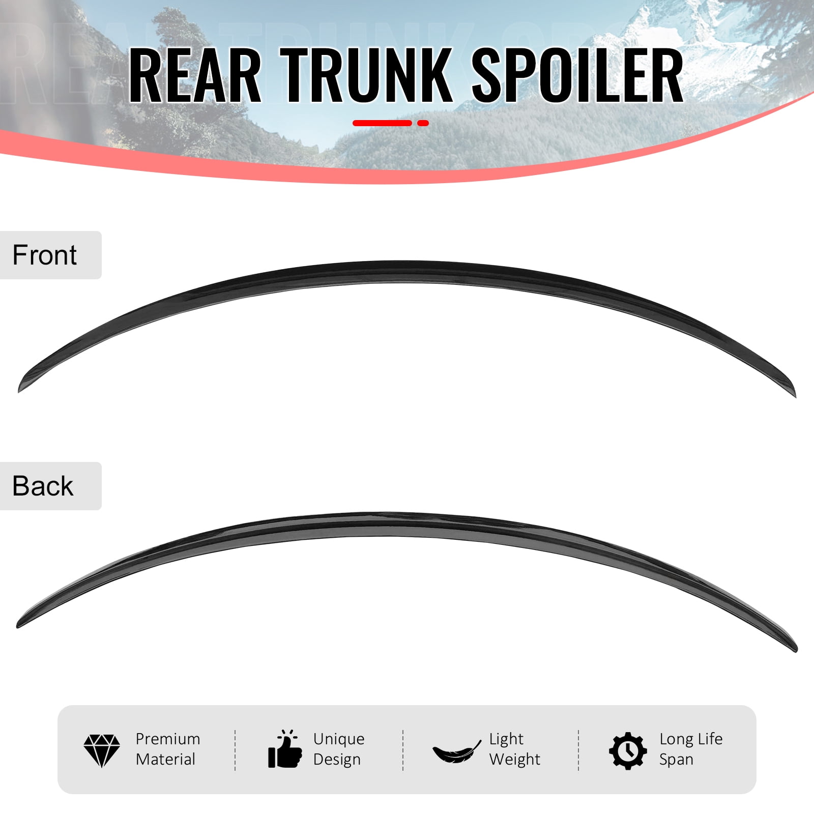 Ikon Motorsports Trunk Spoiler Compatible with 2026 Tesla Model Y Juniper, OE Style Gloss Black ABS Plastic Add-on Rear Trunk Lid Spoiler Wing Lip