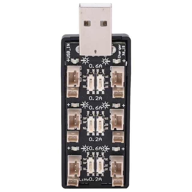Cargador de batería USB de 6 canales a 3,8 V (2,5-4,35 V) con indicadores LED