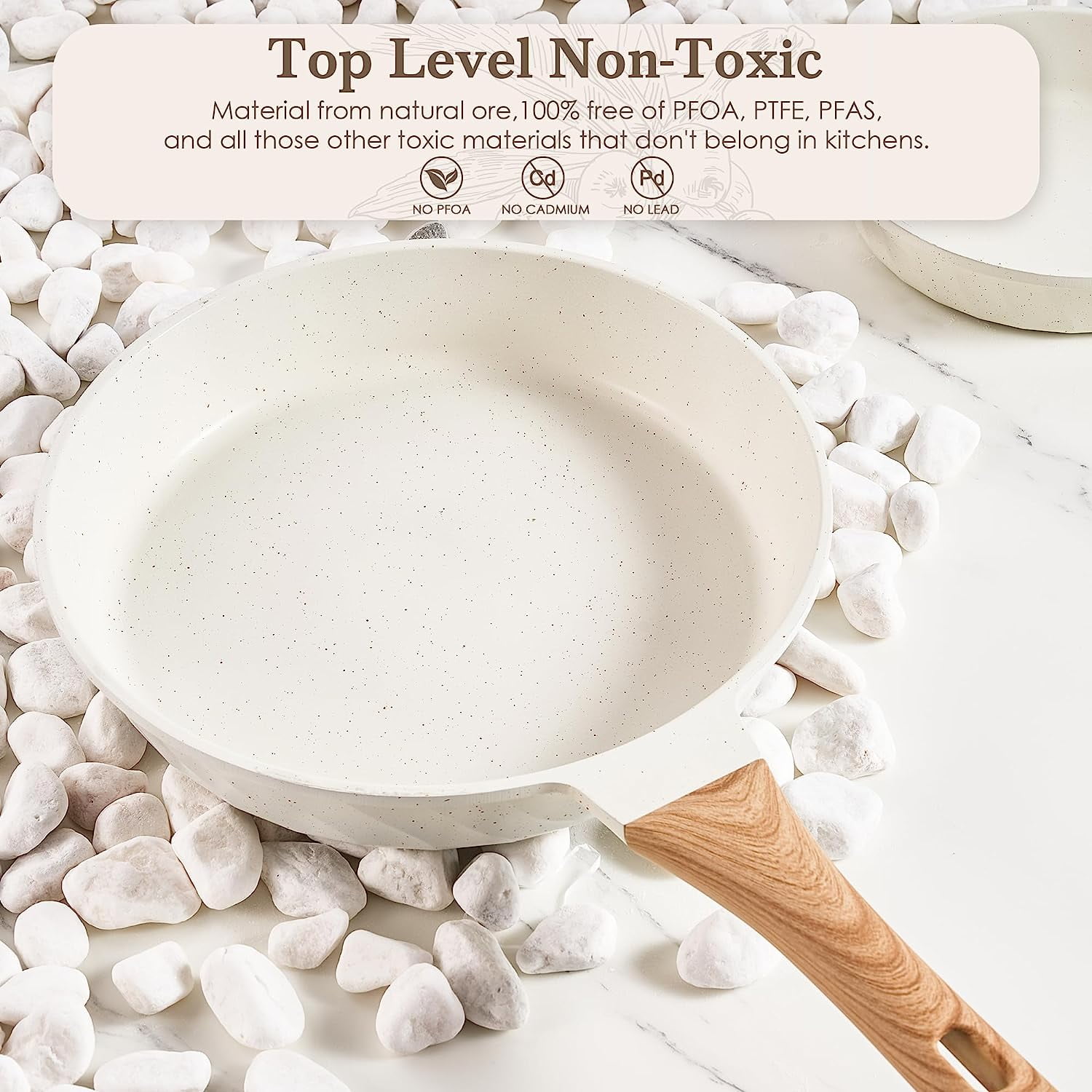 Non Stick Frying Pans Set with Lid -  Cookware for Healthy Cooking, Induction Compatible