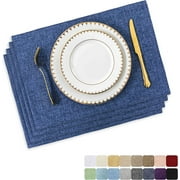 Lot de 4 sets de table bleu napperons résistant à la chaleur pour table à manger napperons de cuisine tapis de table, bleu marine