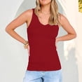 thumbnail image 6 of Endives Women's Camisole Tops Summer Ribbed Slim Fit V Neck Vest Top Basic Knitted Casual Tank Top Wine, 6 of 7
