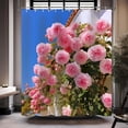 thumbnail image 3 of Pink Floral Shower Curtain, Rustic Shower Curtain, Rose Flower Shower Curtain Set Waterproof Bath Curtain Bathroom Decor with 12 Hooks, 72x72 inches (Pink), 3 of 5
