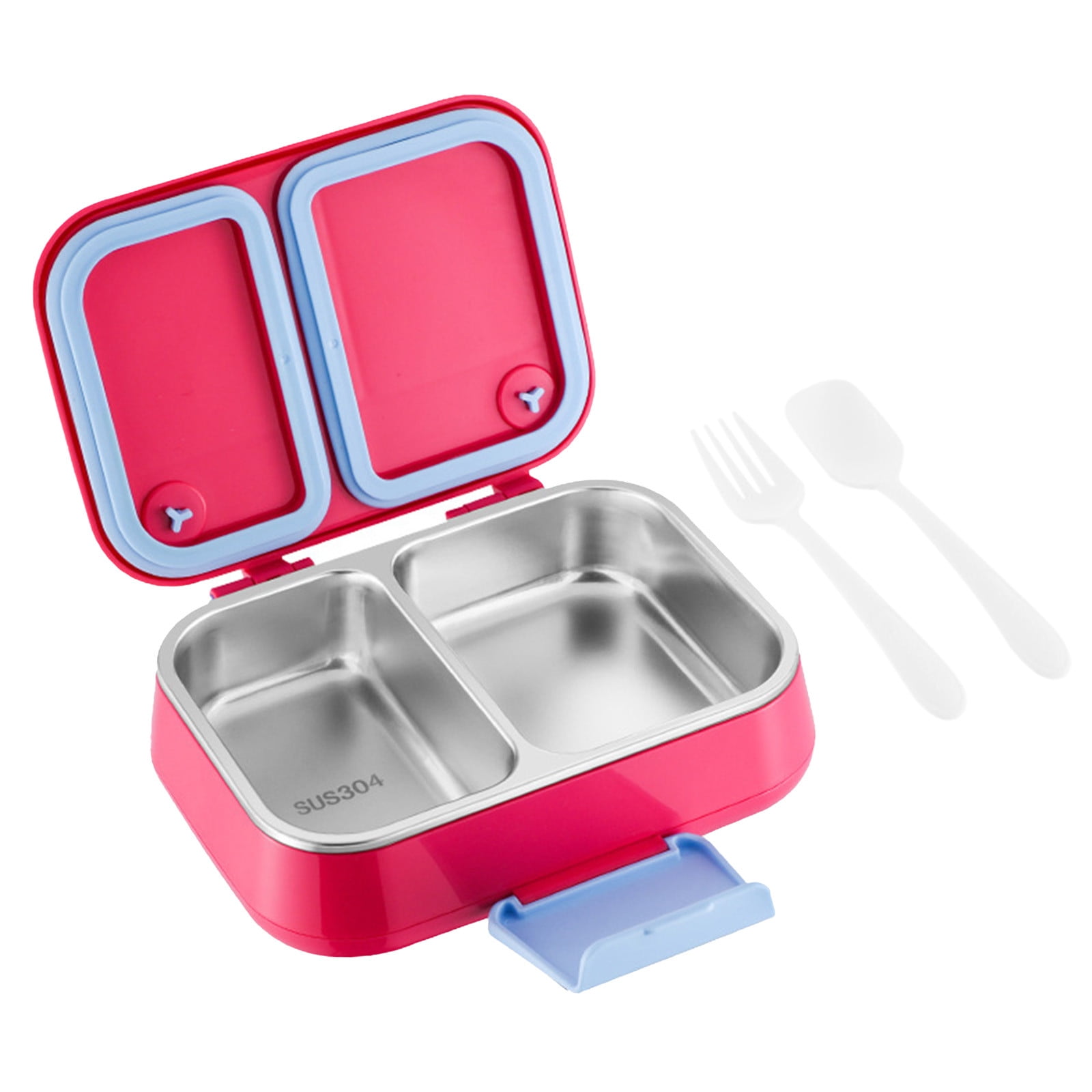Insulated Stainless Steel Lunch Box for Adults, 2 Compartment Bento Box with Clear Lid, Microwave Safe, Hot & Cold Food Container for Office Work & Sch-ool