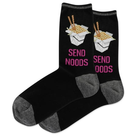 Hot Sox Womens Send Noods Crew Socks, Womens Shoe Size 4-10.5, Black