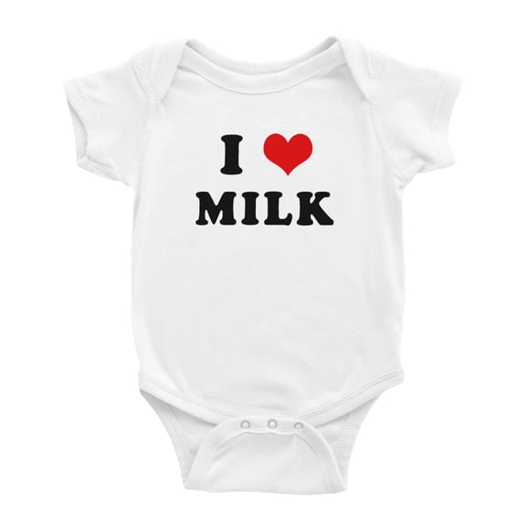 I Heart Milk Love Food Funny Cute Baby Clothes (White, 3-6 Months)