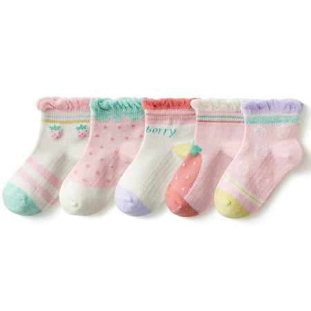 

Journey Cute Soft Cotton Thin Mesh Infant Breathable Baby Summer Socks Ruffle Socks For Kids(Bud To Color Strawberry L)