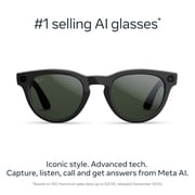 Ray-Ban Meta (Gen 2), Headliner, Shiny Black, Transitions® Graphite Green Lenses | Smart AI Glasses