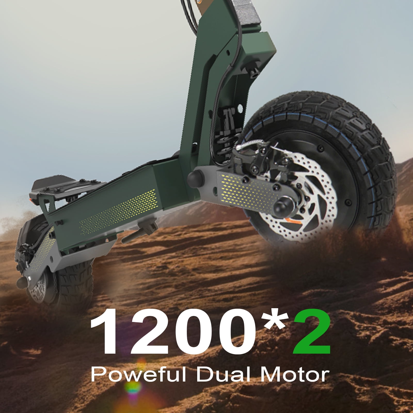 HONEYWHALE H2 Dual Motor Electric Scooter for Adults, 1200w*2 Power, 31mph Top Speed, 45miles Max Range, 18Ah Large Capacity Battery, Dual Suspension, Dual Brake, 10" Off-road Tubeless Tires