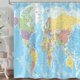 thumbnail image 1 of Cortina de ducha con mapa del mundo, geografía, mapa global, país, océano, montañas, países, capitales, ciudades, azul, decoración de baño, tela de poliéster impermeable con ganchos, azul, 1 of 4