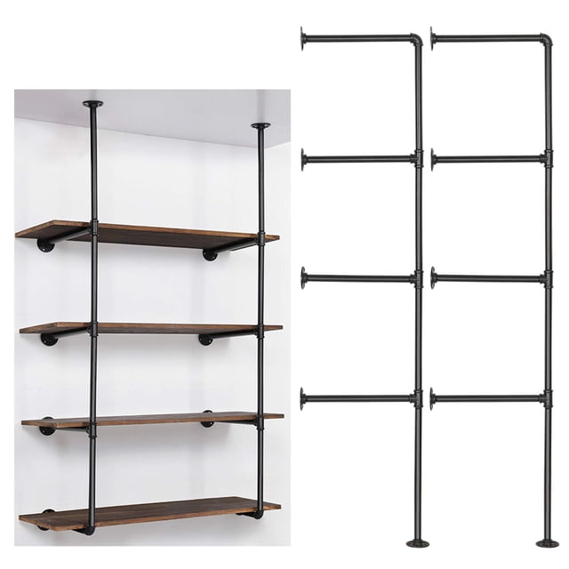 Tubo industrial para montaje en pared, 140 cm x 31 cm, de Shelf LIANTRAL, color negro