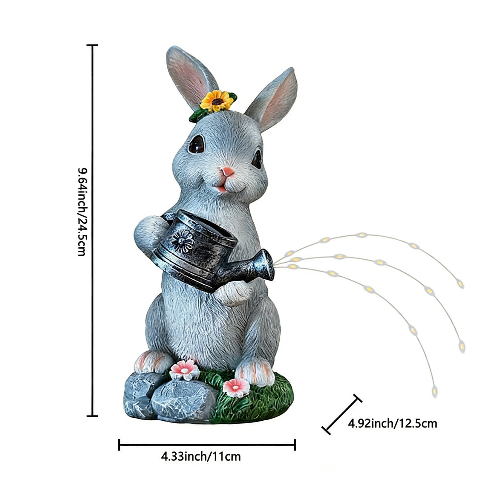 Easter Solar Lights Outdoor, Easter Solar Kettle Lights, Resin Rabbit Statues Garden Lantern Lawn Decorative Lights, Solar LED Night Light for Pathway Yard Patio, Easter Decorations Outdoor, Bunny