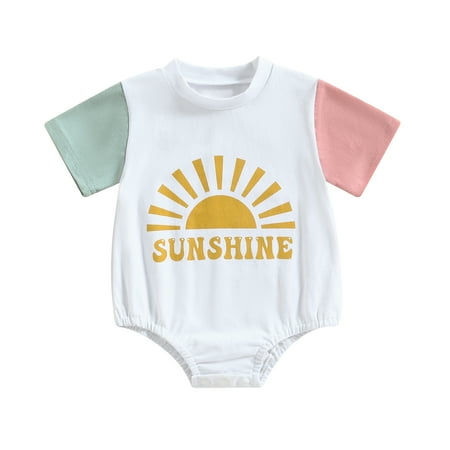 

Kid Girl Boy Romper Lovely Summer Newborn Baby Girls Rompers Clothes Sun Letter Print O-neck Short（0-24Months）