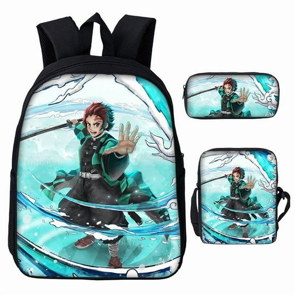 3D Demon Slayer Backpack Cartoon Backpack Three-Piece Printing