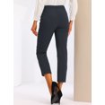 thumbnail image 4 of DARING DIVA Women's Plaid Elastic Back Straight Leg Ankle Pants L Dark Blue Solid, 4 of 6