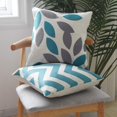 thumbnail image 5 of Cushion Covers, Modern Geometry Cotton Linen Decorative Pillow Case with Invisible Zipper, Set of 4 Cushion Covers for Living Room Chair Sofa, 45 x 45 cm (Blue), 5 of 5