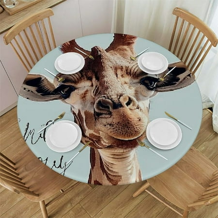 

BCIIG Giraffe Round Table Cover Stain Resistant and Washable for Indoor and Outdoor Use Perfect for Kitchen Dining Wedding Parties - 100% Polyester Fiber 54 -58
