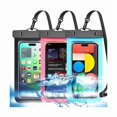 thumbnail image 1 of wonima02 Up to 8.3" 3 Pack Multicolor Universal Waterproof Phone Pouch, Large Phone Waterproof Case Dry Bag,Protection Level: IP68,Outdoor Sports for Apple iPhone,Samsung,and More,Black,Blue,Pink, 1 of 1