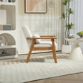 thumbnail image 3 of Miniyam Corduroy Mid-Century Modern Accent Chair,Leisure Chair with Solid Wood Armrest and Feet,Living Room Reading Chair,Beige, 3 of 9