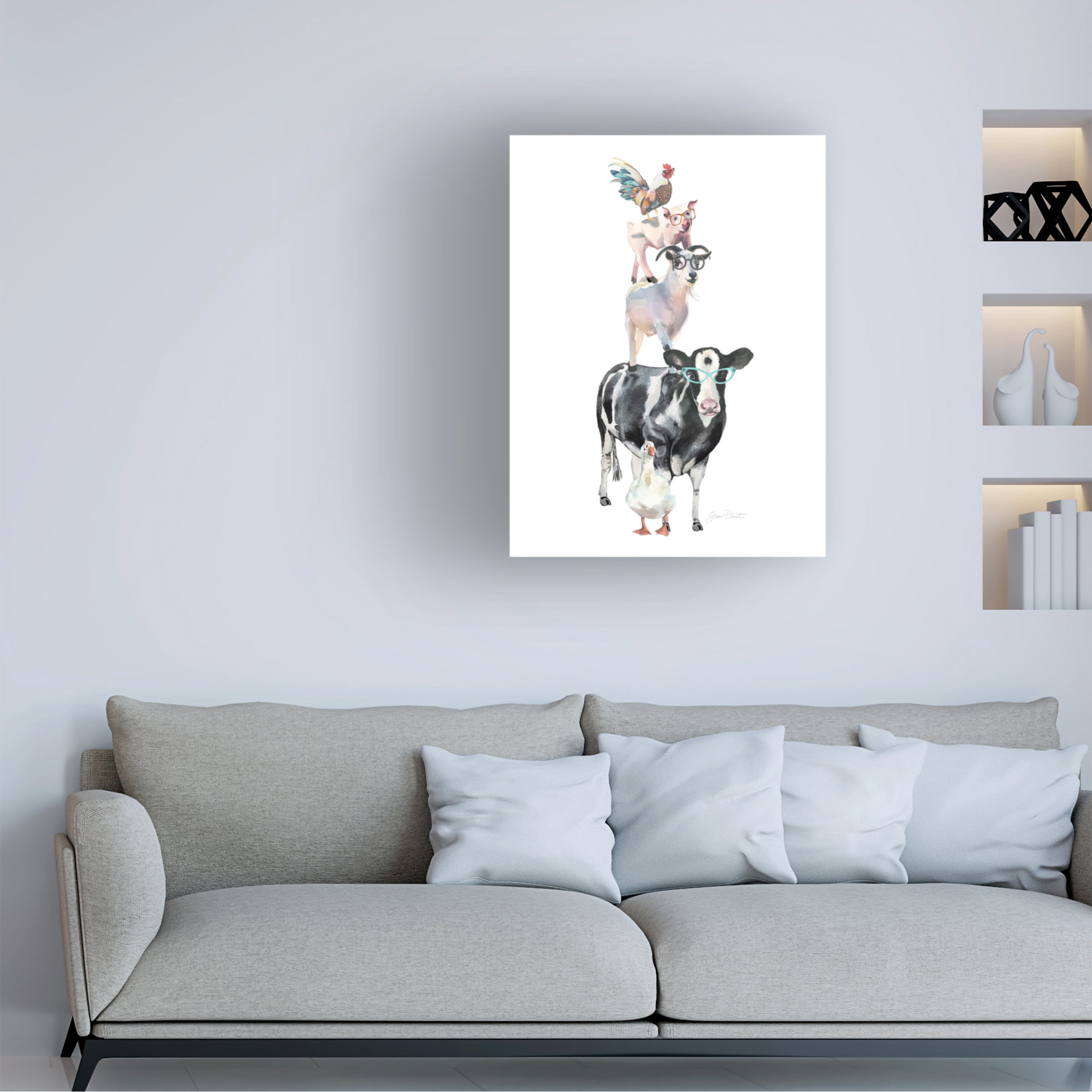 Canvas Wall Art - Jean Plout 'Farm Animal Family C' Wall Art for Living Room, Bedroom, or Office Décor by Trademark Fine Art - 14 x 19 Inches