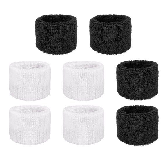 Uxcell Wrist Bands for Sweat, Sports Wrist Sweat Bands, Sports Wristband Sweatbands for Basketball 8 Pcs & Black/White