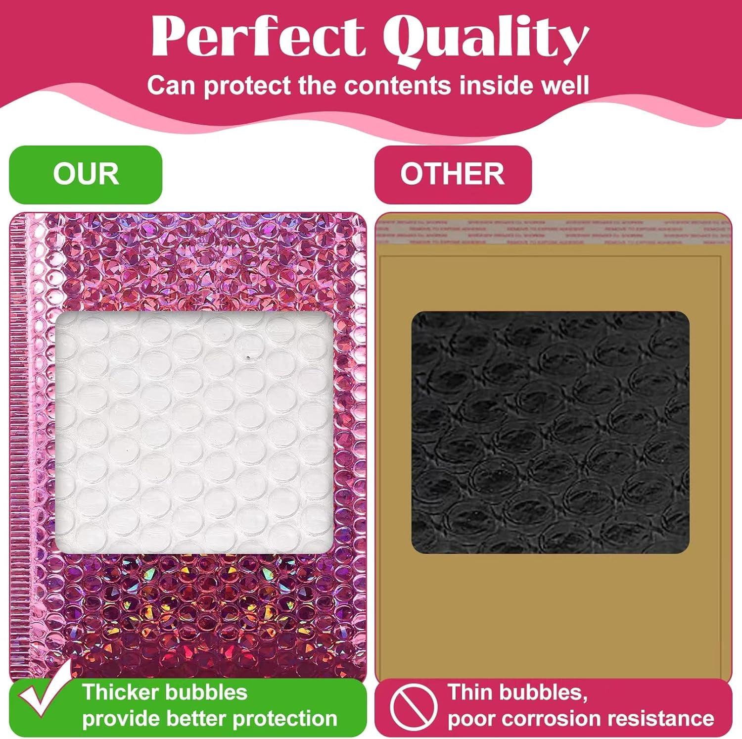 30 Pcs Holographic Bubble Mailers,11 x 7 Inch Metallic Bubble Mailers,Poly Padded Envelopes,Waterproof Shipping Bags,Self Sealing Thicken Cushion Envelopes for Mailing,Packing,Small Business