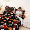 thumbnail image 3 of Manfei Cartoon Halloween Queen Sheets,Spooky Skull Queen Sheet Sets,4-Piece,1 Flat Sheet,1 Fitted Sheet and 2 Pillowcases, 3 of 6