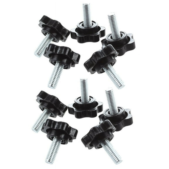 10 Pcs M6 X 15mm Male Thread 25mm HeX Shaped Head Clamping Knob Black