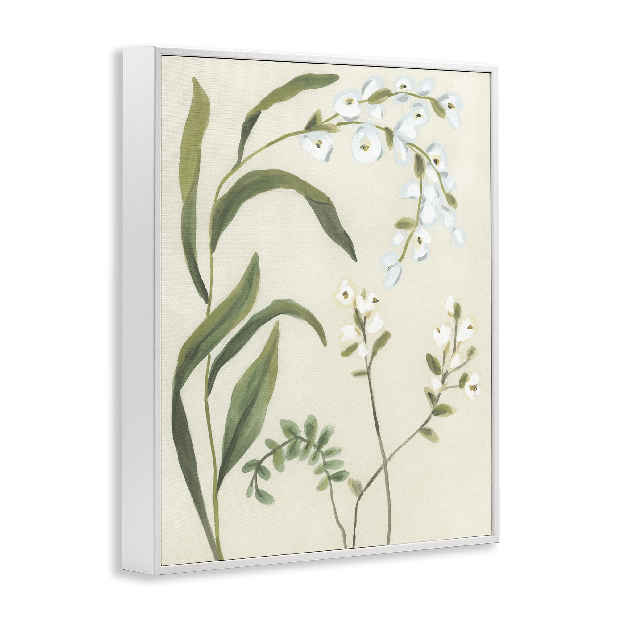 Stupell Industries Soft Snowdrop Stems White Framed Giclee Art, design by June Erica Vess