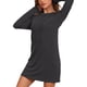 thumbnail image 4 of INSPIRE CHIC Ropa de descanso para mujeres, camisones de rayas de manga larga, vestido de cuello redondo con bolsillos, talla XL, gris, 4 of 6