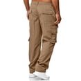 thumbnail image 4 of Cargo Pants for Men Water-Resistant Elastic Waist Cargo Pants Ripstop Breathable Military Hiking Pants with Multi Pockets Big and Tall Trousers,Brown L, 4 of 4