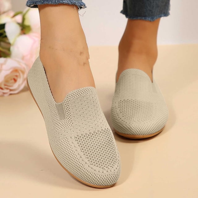 Cameland Chaussures Plates Décontractées pour Femmes en Maille Colorée Tissée Volante à Bouche Peu Profonde