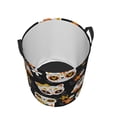 thumbnail image 3 of Haiem Cat Skulls And Flowers Leather Dirty Clothes Laundry Basket,Sturdy & Waterproof,Collapsible Round Design For Efficient Space Management,Multi-Purpose Storage Basket, 3 of 8