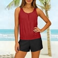 thumbnail image 7 of Women's Tankini Swimsuits Set Summer Wire Free Padded Tank Top and Shorts Bathing Suits Two Piece Set Women's Casual Printed Plus Size Loose Vacation Beach Tankini Separate Swimsuit Set, 7 of 7
