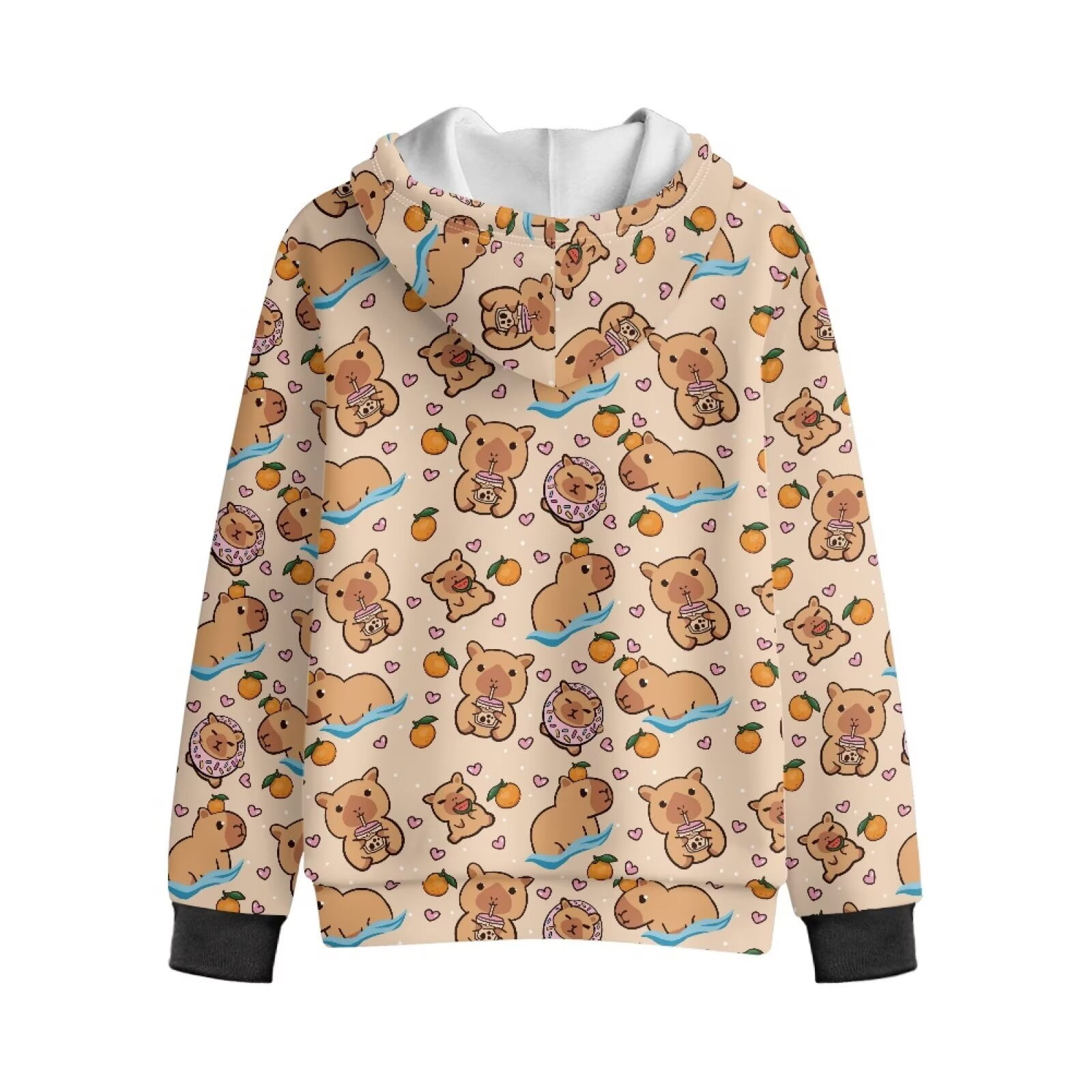 Uorisanigo Long Sleeve Hooded Hoodies Zip Up Sweatshirt Casual Long Sleeve Cute Capybara Sweatshirt Jacket Fall Outfits Trendy Clothes with Pockets Fashion Athletic Tops