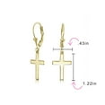 thumbnail image 4 of Bling Jewelry Womens Minimalist Religious Cross Dangle Earrings 14K Gold Plated Sterling Silver Leverback, 4 of 5