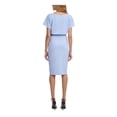 thumbnail image 2 of KENSIE Womens Light Blue Zippered Tie Blouson Dolman Sleeve Boat Neck Below The Knee Wear To Work Faux Wrap Dress 8, 2 of 4
