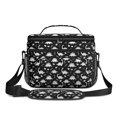 thumbnail image 2 of Dinosaur and Leaf Black Pattern Insulated Lunch Box for Women Men, Medium Leakproof Cooler Bag with Adjustable Strap, 10"x6.7"x8", 2 of 6