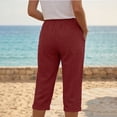 thumbnail image 4 of Casual Pants for Women Women's Fashionable And Casual Summer Elastic High Waisted Solid Color Cotton And Linen Loose Trousers, 4 of 6