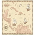 thumbnail image 3 of Vintage Cartography Duvet Cover Set, Carribean Sea Pirate Routes Fantasy Antique, Decorative 3 Piece Bedding Set with 2 Pillow Shams, Calking Size, Pale Peach Eggshell, by Ambesonne, 3 of 3
