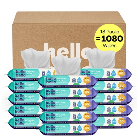 Toallitas para Bebé Hello Bello Sin Fragancia para Piel Sensible 1080 unidades
