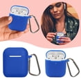 thumbnail image 2 of [Front Visible] Silicone Protective Shockproof Earbuds Cover Skin with Keychain Kit Set Compatible for 1 & 2 (Navy Blue), 2 of 5
