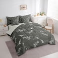 thumbnail image 2 of Feelyou Dark Gray Hand Drawn Dinosaur Twin Bedding Sets for Men Women Kids, Chalk Style Wildlife Bedding Comforter Set, Gray White, Grey Reversible, 7pcs, 2 of 7