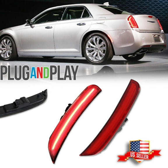 GTINTHEBOX 2PCS Red LED Rear Fender Side Marker Signal Lights For 2015-2023 Chrysler 300