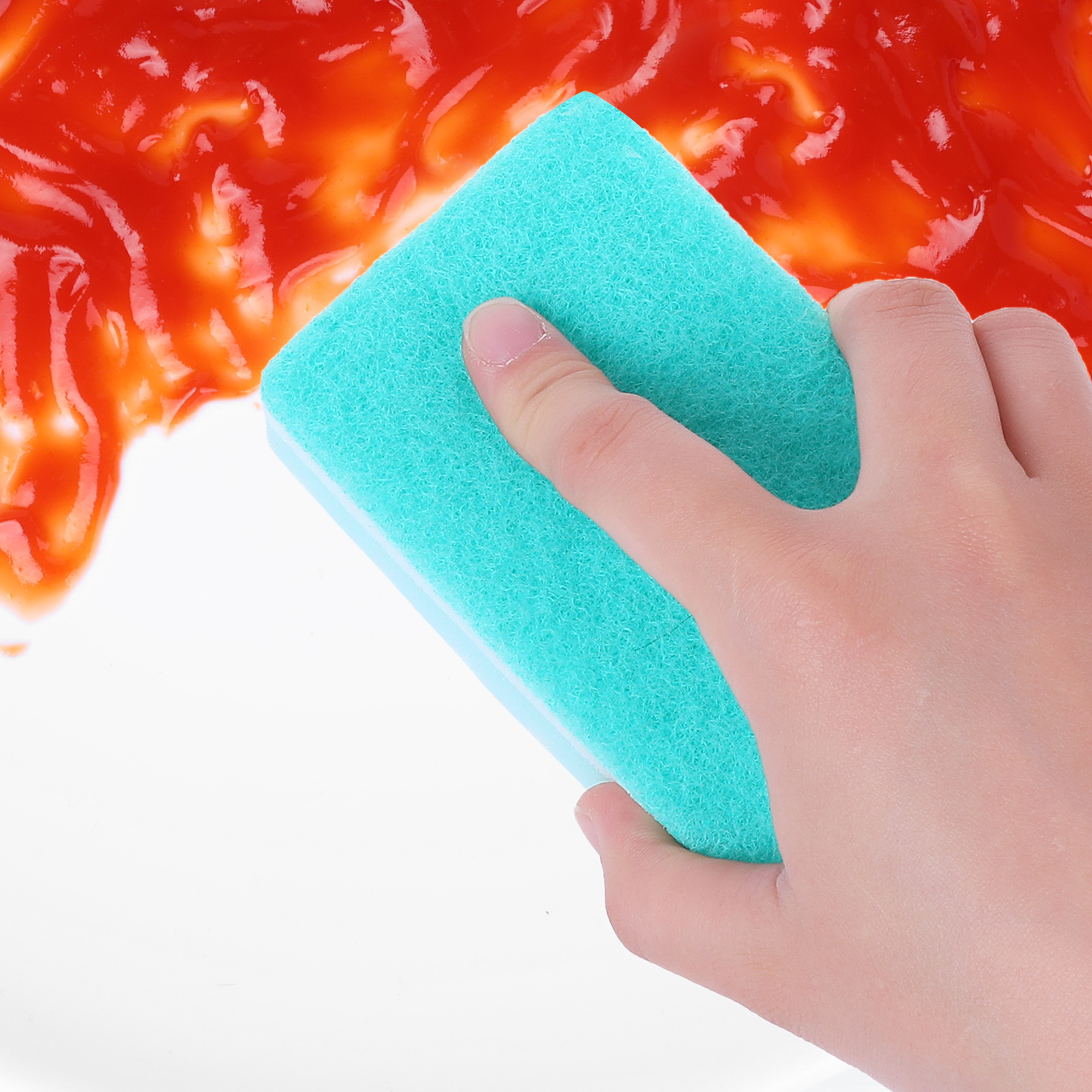 Unique Bargains 4 Pack Non-Scratch Scrub Sponges Home Kitchen Cleaning Sponge Blue Green