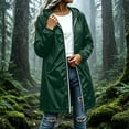 thumbnail image 2 of Raincoat Women Waterproof Windbreaker Rain Jacket Fashion Mid Length Outerwear Solid Color Winter Rainproof Hooded Long Sleeve Raincoat Jacket for Outdoor, 2 of 9