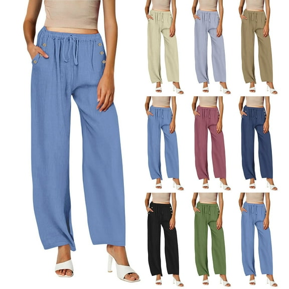 Women's Plus Size Cotton Linen Casual Pants Loose Spring Summer Fall