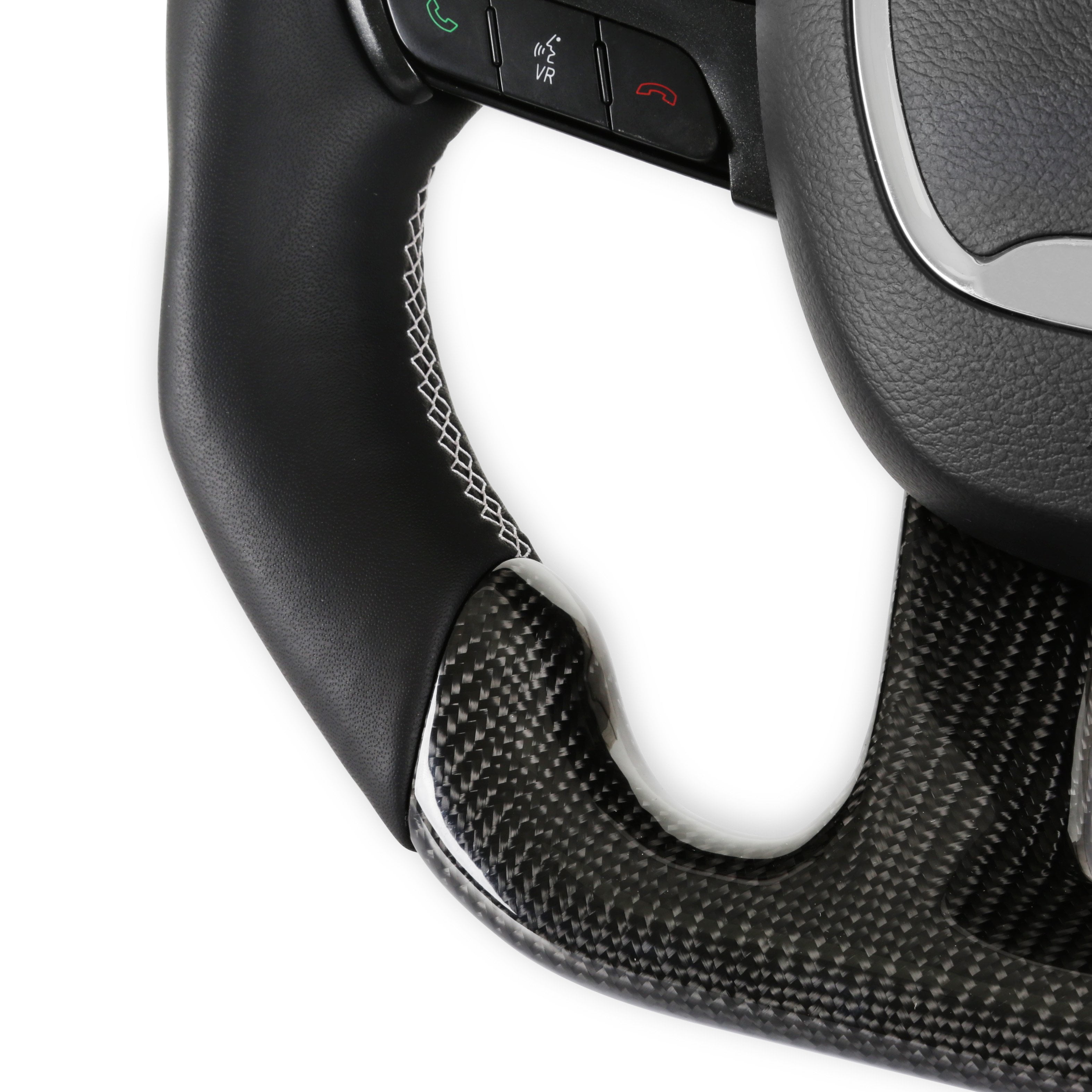 Drake Muscle Cars CH950-19 Steering Wheel Carbon Fiber with Leather Grips