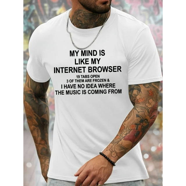 Comfy Chuckles, Funny Quotes Men's T-Shirt - Casual Crew Neck, Soft Polyester, Machine Washable - Perfect for Summer, English Print